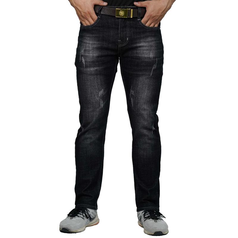 R-04 Quần Jean Nam Dài Fom Slim CC Co Giãn Xám Đen Cào Xước