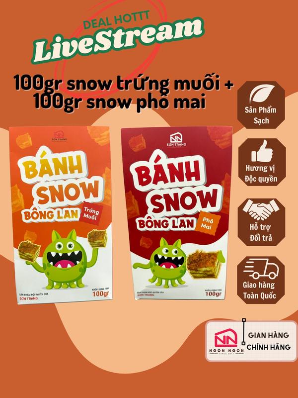 DEAL HOT LIVESTREAM [COMBO 200GR] 100gr Snow Bông Lan Trứng Muối (8-9 bánh) + 100gr Snow Phô Mai Chà Bông (8-9 bánh), Đồ Ăn Vặt SNACK Food Thức Ăn Bánh Quy (B10)