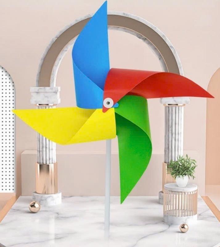 Chong chóng trang trí 100 chong chóng nhựa đủ màu 24 cm dây treo kèm 30m dây bọc nhựa và phụ kiện-KÈM QUE CẦM