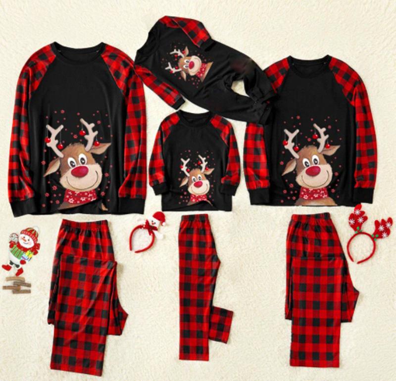 Product Introduction of Merry Xmas 2024 Family Matching Outfits Santa Claus Print Mom Dad Kids Clothing Set Sleepwear Baby&Dog Romper Christmas Pajamas 7