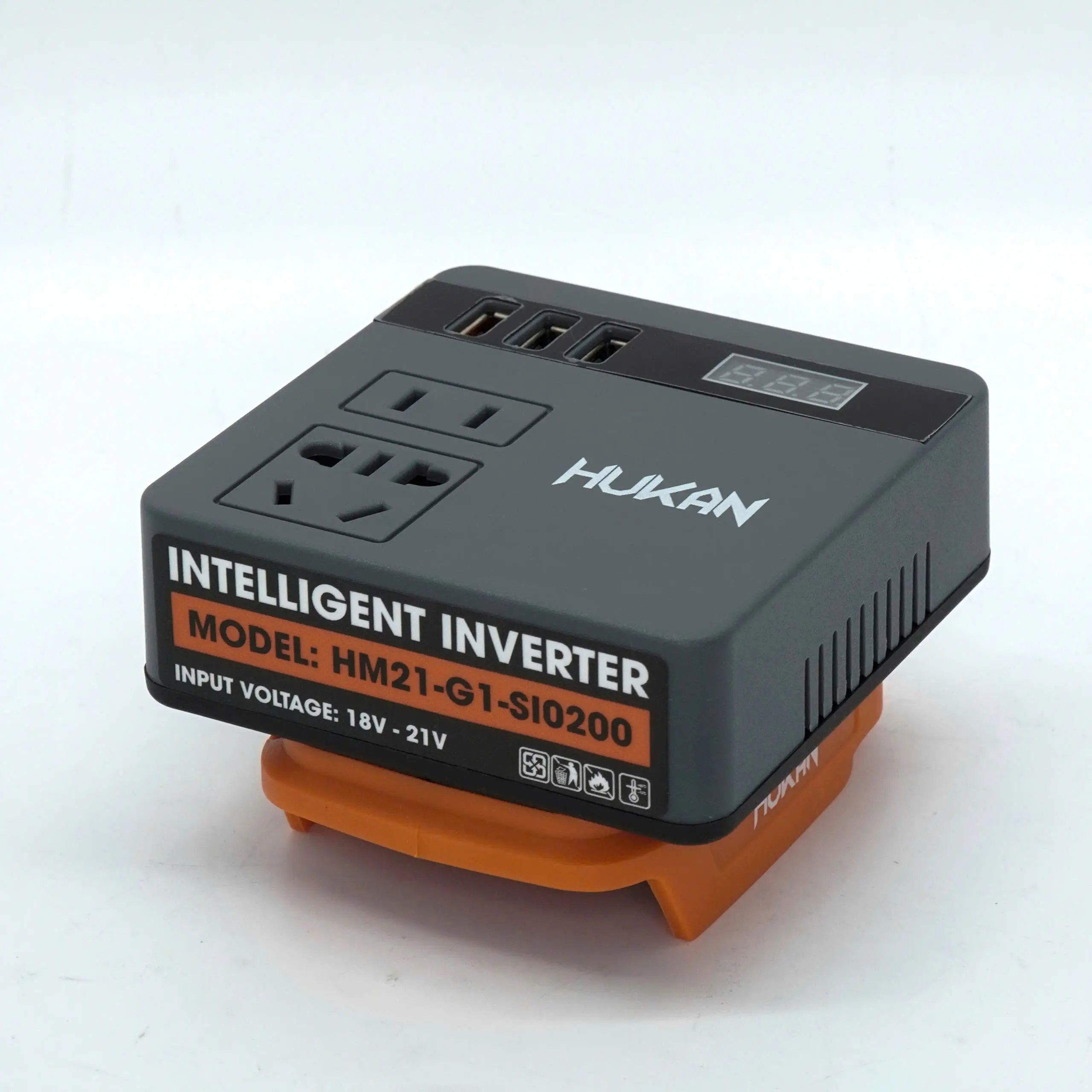 Chân Chuyển Đổi Biến Tần Thông Minh Hukan HM21-SI0200 Biến tần chuyển đổi điện áp 21v lên 220v-Chân pin phổ thông M21 4cm - Điện máy Việt Nhật