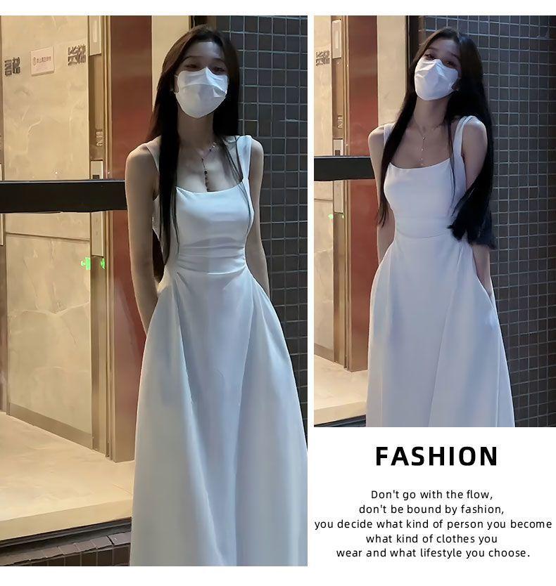 Product Introduction of Váy Hai Dây Màu Trắng, Tiệc Trà Kiểu Pháp, Dành Cho Nữ, Hàng Mới Về Mùa Hè 2024, Cắt Chữ A Nhỏ Vừa Vặn Với Eo, Váy Trắng Vừa Vặn 6