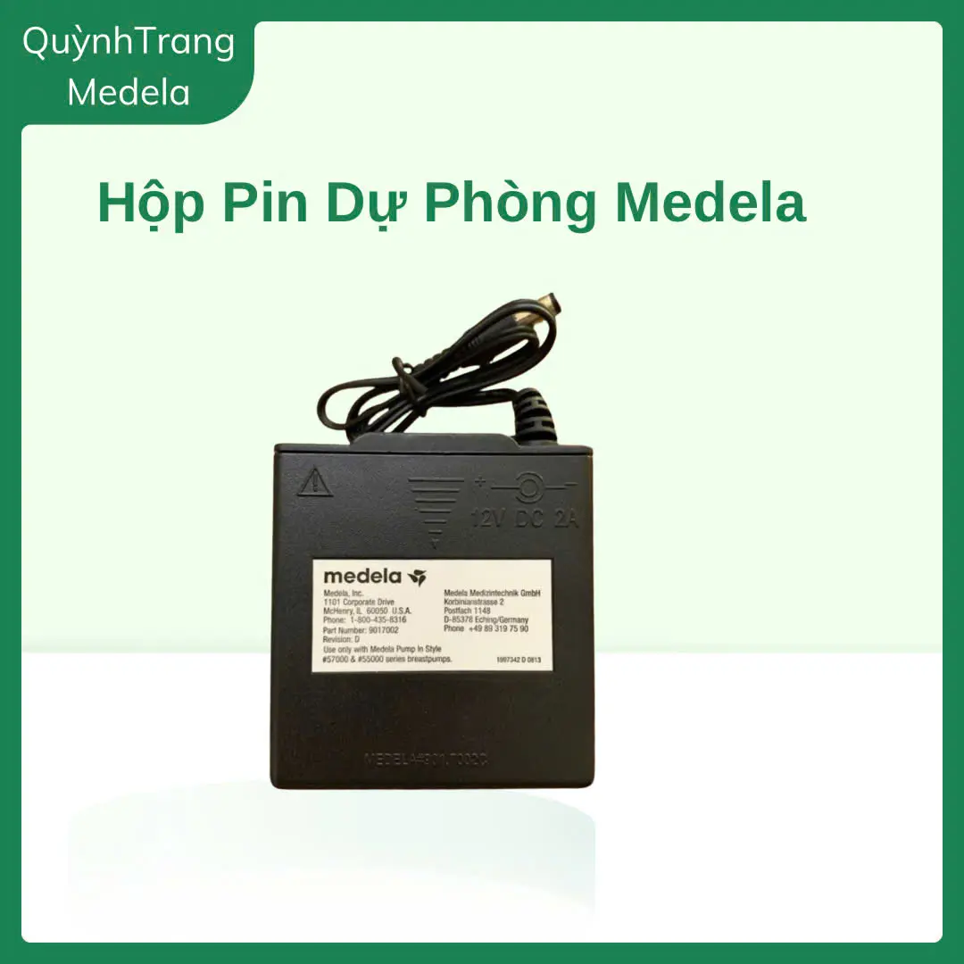 Hộp pin dự phòng Medela khi mất cúp điện.
