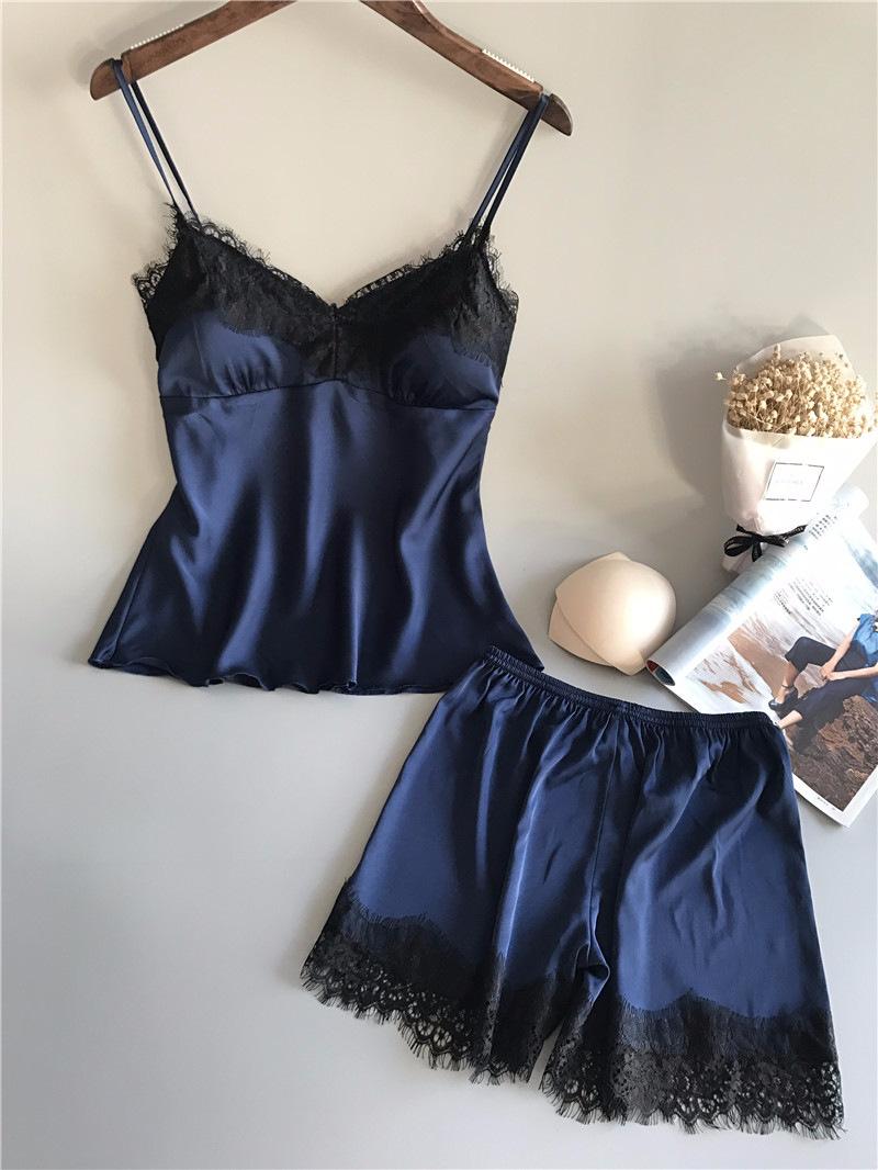 Product Introduction of Women's Underwear Women's Camisole Dress Set Ice Silk Lightweight Nightdress Home Nightdress Soft and Comfortable sexy pajamas 12