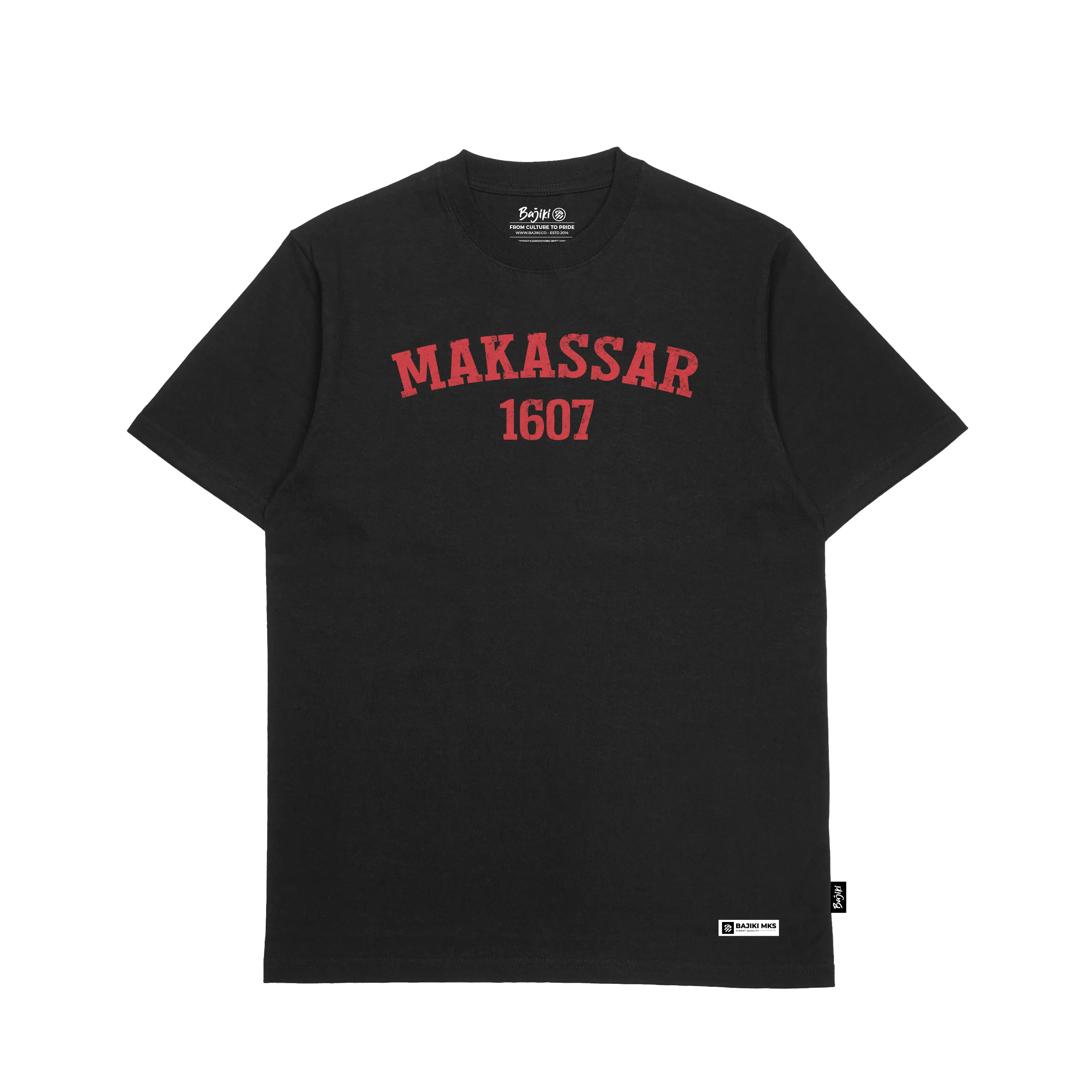 Kaos Makassar Bajiki Makassar 1607 Warna Hitam Lengan Pendek 100% Katun