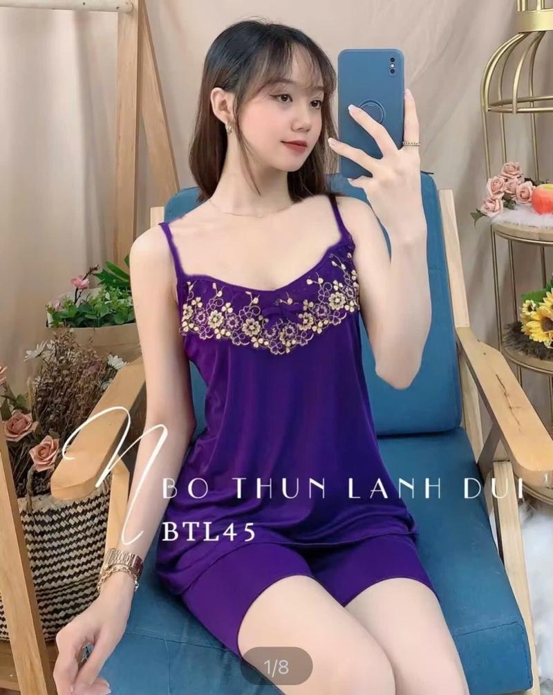 Product Introduction of Bộ đùi nữ thun lạnh 2 dây nhí phối ren hoa 17