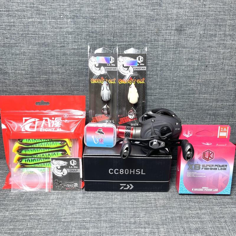 [LK HÒA] COMBO CÂU LURE CẦN CÂU LURE LK VÀ MÁY NGANG CC80, BỘ CẦN CÂU 9 SẢN PHẨM LK Đi Câu Bắt Cá Fishing Câu Cá