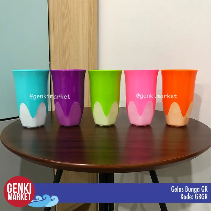 Gelas Plastik Bunga GR  / Gelas Minuman Plastik / Gelas Plastik Murah / Cangkir Plastik / Mug Plastik Cantik Genki Market