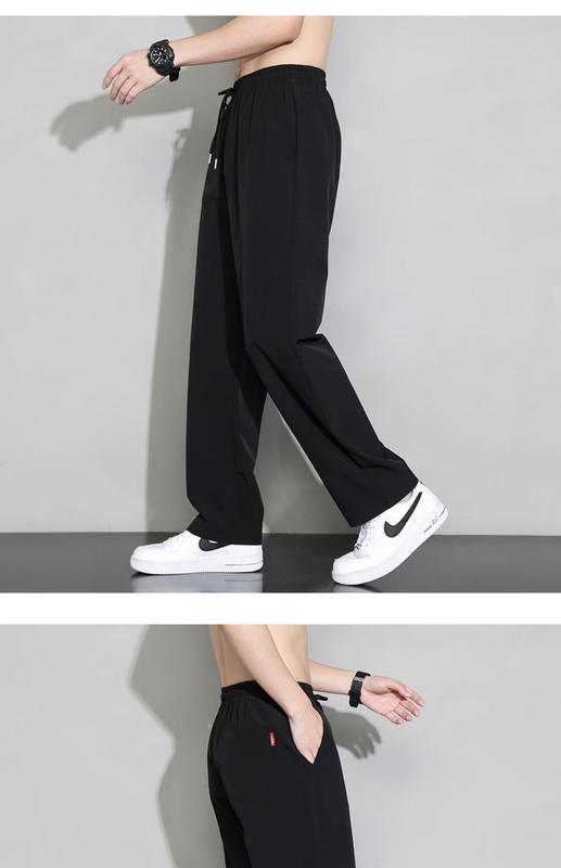 Product Introduction of Quần Thường Ngày Cho Nam, Quần Dài Mùa Xuân Và Mùa Hè, Chất Liệu Lụa Lạnh Mỏng, Dáng Suông Rộng, Thích Hợp Cho Mùa Xuân Và Mùa Thu, Phong Cách Hàn Quốc, Quần Thể Thao 8
