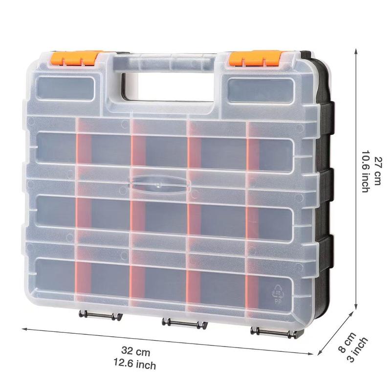 Product Introduction of Double Sided Tool Storage Box with Removable Plastic Divider, Durable Tool Organizer, Tool Storage Box for Home Garage & DIY Project 1