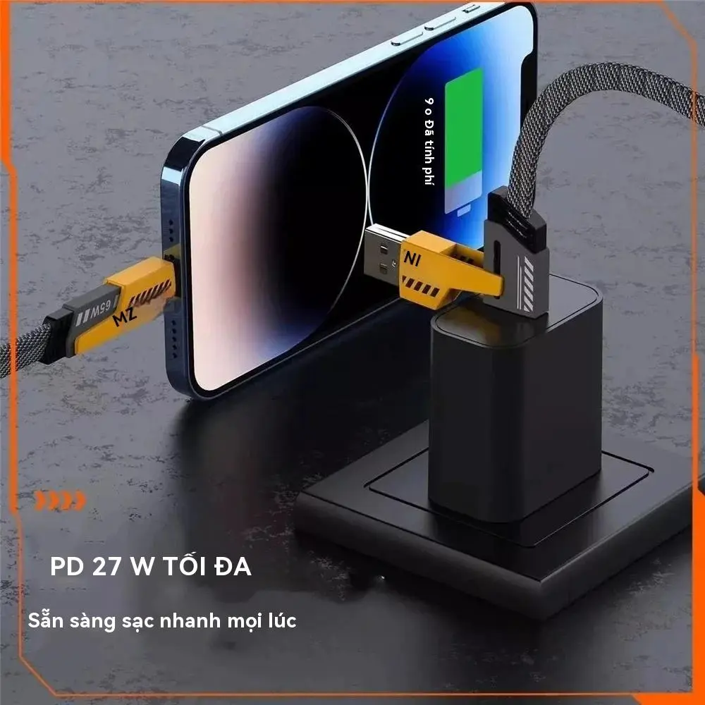 Dây Cáp Sạc Nhanh 20W => 65W 4 trong 1 cho typ.e-C bọc dù 4 cổng sạc cho 7plus x xsmax 11 12 13 14 15 pro max plus | BigBuy360 - bigbuy360.vn