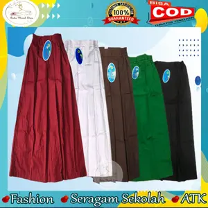Rok SD Rempel Panjang Merah /Putih /Coklat/Hijau /Hitam Merek Seragam