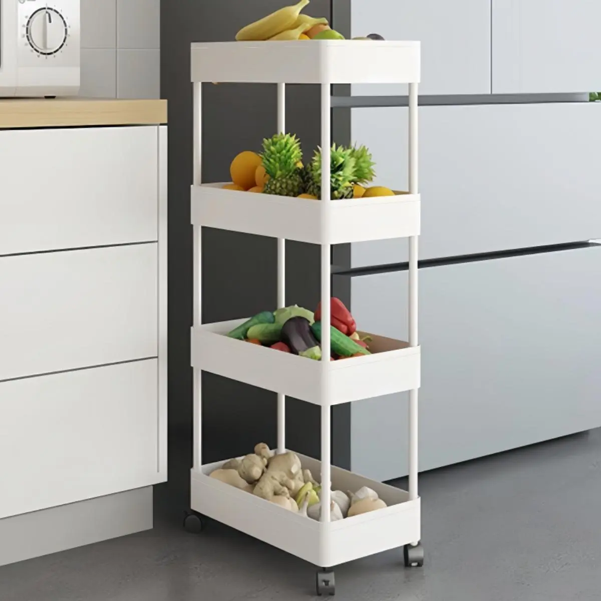 Multi-layer Storage Rack, Multifunctional Storage Rack with Wheels, Household Storage Rack for Bathroom Kitchen