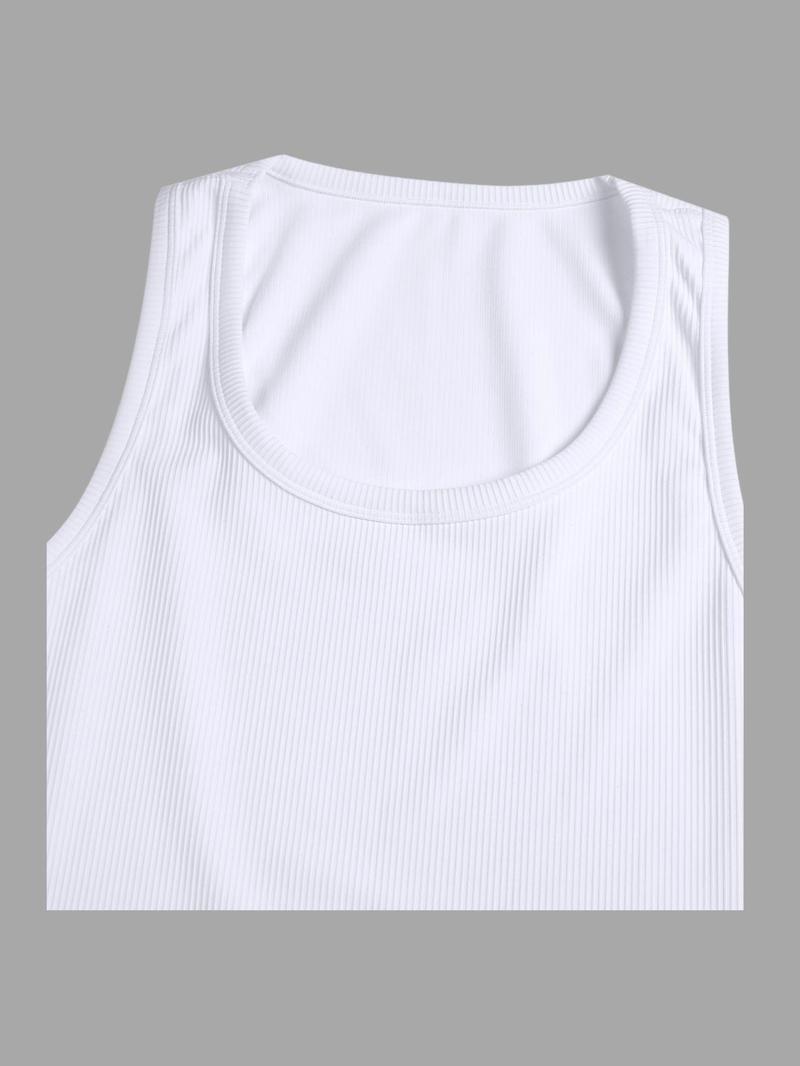Product Introduction of Men's Solid Ribbed Muscle Fit Compression Tank Top, Casual Sleeveless Workout Base Layer Tank Top for Daily Wear, Menswear for All Seasons 6