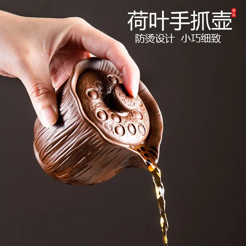 Ấm Trà Gốm Sứ, Chính Hãng, Bát Nắp Đơn, Chống Sơ, Cầm Tay, Thiết Kế Chống Sơ Tay Xếp Ly Mới, Nhỏ Và Tinh Tế 1