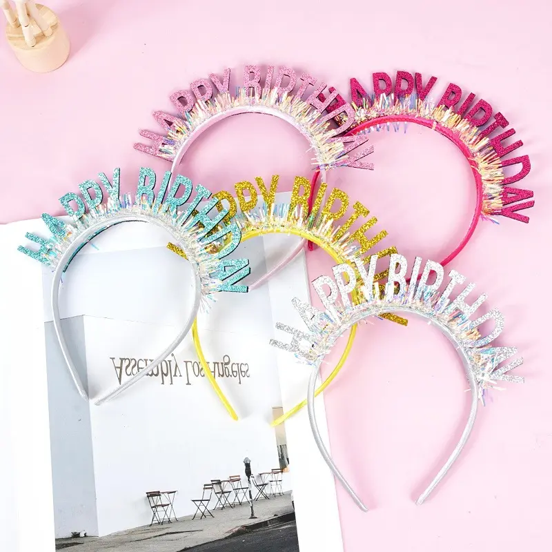 Birthday Hat Glitter Happy Birthday Headband Hairband Hair Clip Goddess Birthday Party Costume