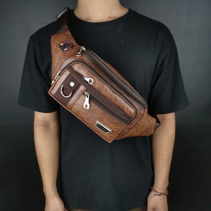 Tas Pinggang Kulit PU Polo Amstar Terbaru Waistbag Tas Selempang Bahu Pria 1
