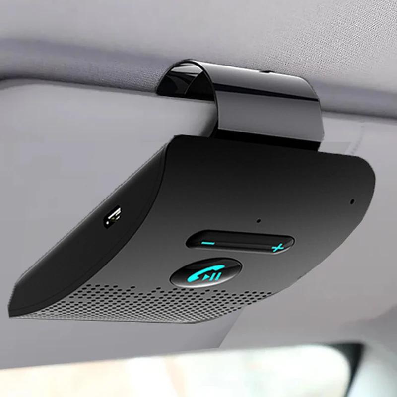 Bluetooth 5.0 Handsfree Car Kit Hifi Speaker 2W Wireless Audio Receiver MP3 Music Player Noise Cancelling Sun Visor Clip 0