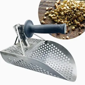 Sekop Alat Penggali Emas Saringan Pasir Stainless Steel Metal Detector Scoop Sendok Detektor Logam Genggam Sekop Set Emas Logam Harta Karun