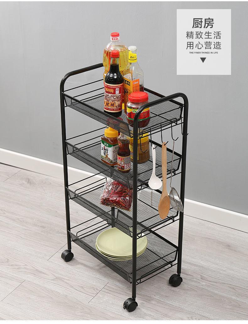 Product Introduction of Trolley Multi-Layer Storage Rack Floor Storage Rack Bathroom with Wheels Trolley Multi-Functional Toy Snack Storage Rack 7