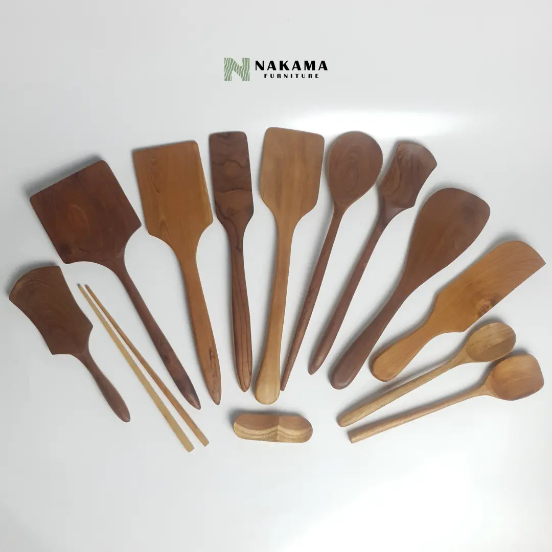 Spatula Sutil Set Kayu Jati Wooden Spatula Jepara Termurah