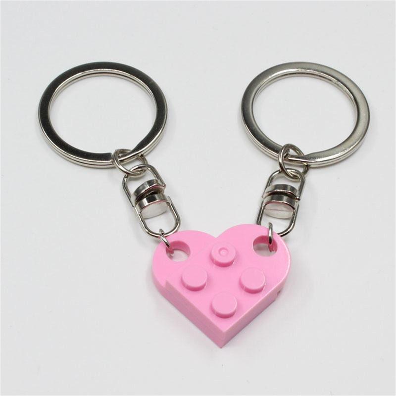 Heart Shaped Keychain, 1 Pair Heart Charm Metal Key Ring, Creative Keychain for Bag & Car, Ideal Friendship Gift 3