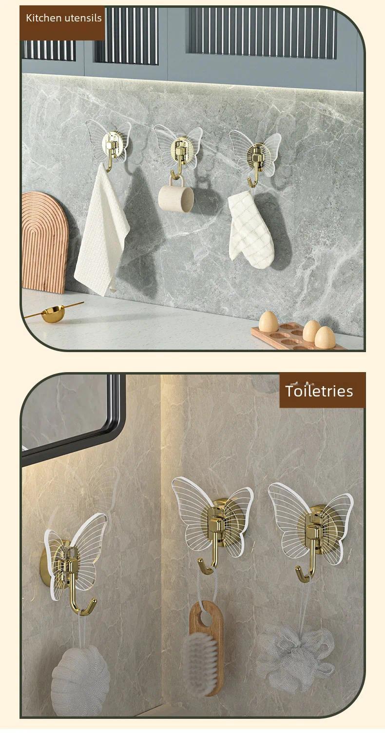 Product Introduction of Elegant Butterfly Hanger Bathroom No-Drill Wall Hook Seamless Hanging Entrance Strong Adhesive Stylish Wholesale Decor Organizer 12
