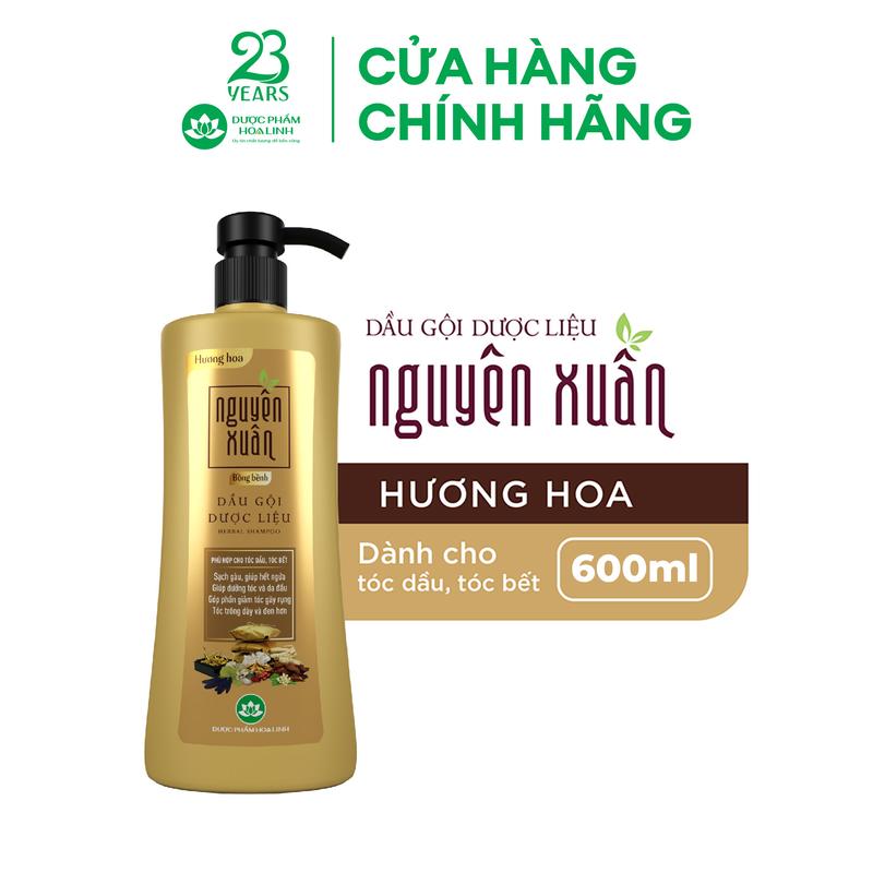 Dầu gội dược liệu Nguyên Xuân bồng bềnh 600ml - Dành cho tóc dầu bết - Tặng thêm 10% thể tích giá không đổi