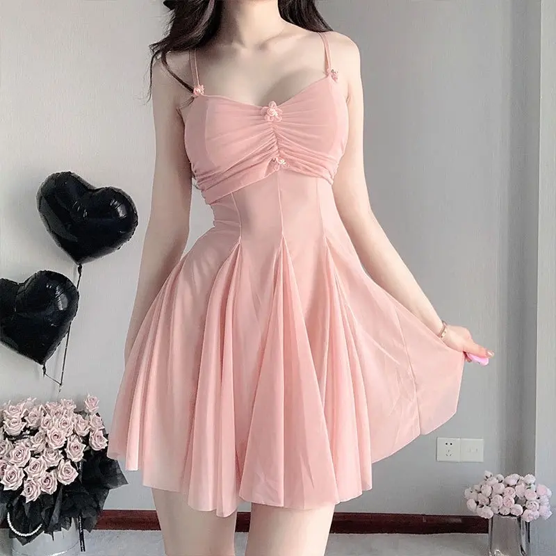 Váy ngủ ren sexy đính hoa nhí gợi cảm dầm 2 dây có dãn Hàng loại 1 M26 Nữ Women