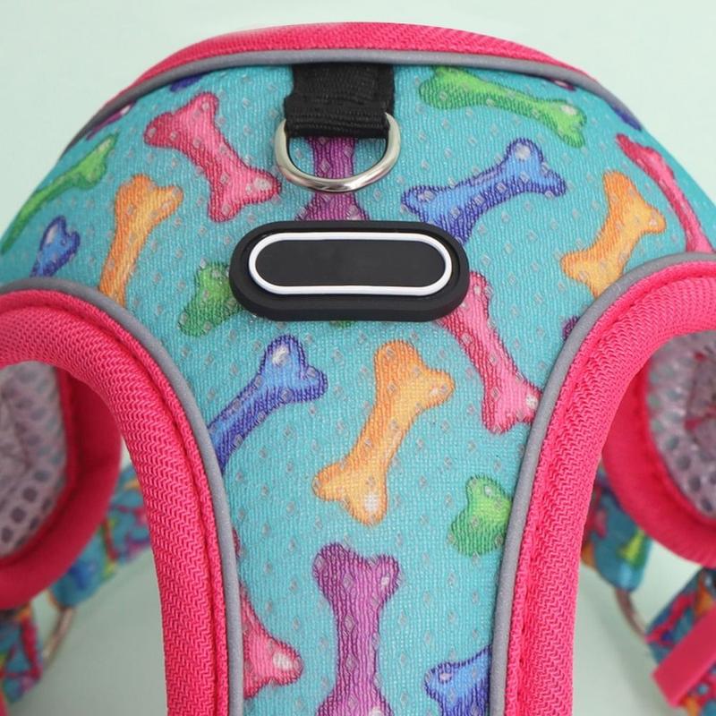Product Introduction of Dogs Harness Vest Polyester Dog Harness and Leash Set Soft Comfortable Dog Harness with Traction Leash Printed Prevent Escape Cat Chest Strap For Puppy Cats 13