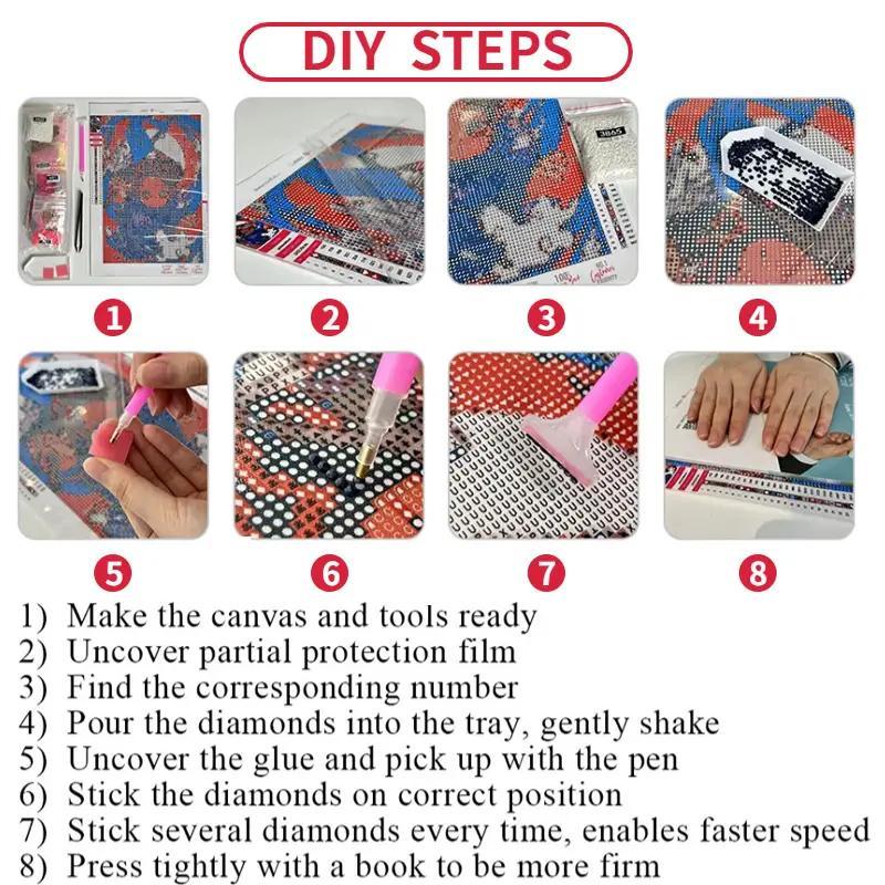 Dog Pattern Diamonds Art Colorful Painting Kit without Frame, 1 Set DIY Animals Diamonds Art Crafts with Painting Tool, Creative Wall Art Ornaments for Home Office Bedroom Decor 7