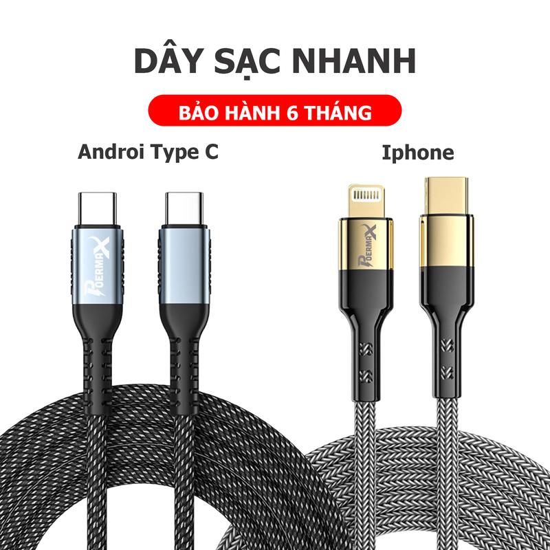 Dây sạc nhanh phù hợp với nhiều dòng điện thoại iphone androi, chân cắm type C