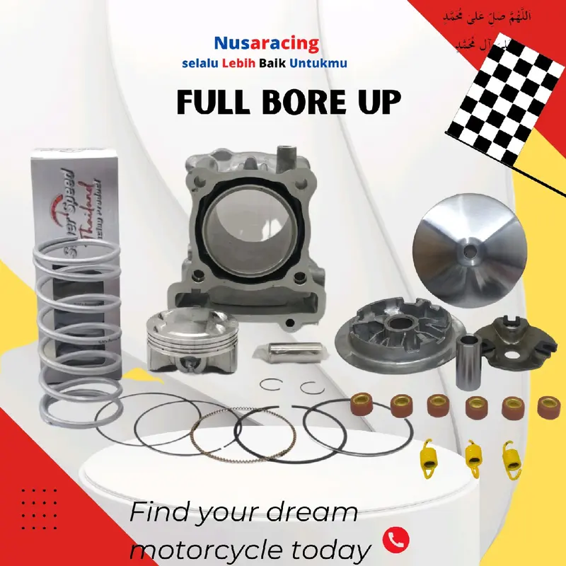 BLOK SEHER BORE UP 59 MIO J 160 SOUL GT 113 CC FINO FI 113 CC XRIDE 115 CC CC DAN PAKET KIRIAN 13,8 RUMAH ROLLER DAN KIPAS DIBUBUT Motorcycle Roler Motor 2