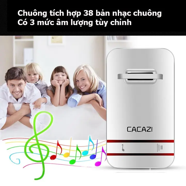 Chuông cửa không dây Cacazi không dùng pin chống nước - 38 kiểu nhạc chuông 0