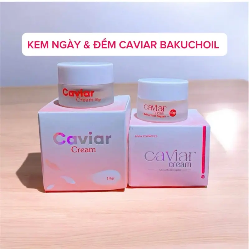 Combo Kem ngày+đêm Caviar dưỡng trắng phục hồi da. Hỗ trợ điều trị thâm nám, sạm tàn nhang đồi mồi đốm nâu.Hộp 10g  Collagen Làm Đẹp Da Nữ