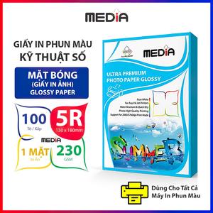 Giấy In Ảnh 5R (13x18) Media 1 Mặt In Bóng 230gsm 100 Tờ, Giấy Ảnh Glossy In Ảnh Thẻ Photo Paper, Giấy In Phun Màu Phụ Kiện Camera