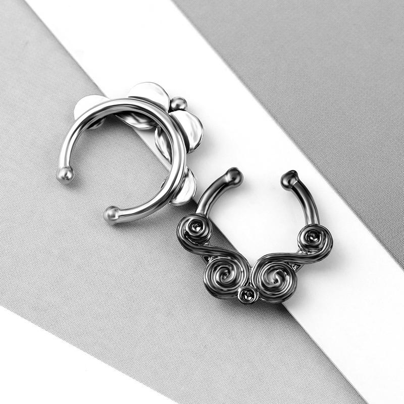 Product Introduction of New No-Punch Fake Nose Ring Floral Nose Studded Piercing Jewelry 7