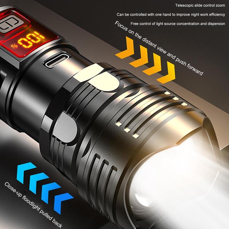 Đèn Pin LED, Zoom Siêu Sáng, Có Thể Sạc Lại, Chống Thấm Nước, Chùm Sáng Cao, Thích Hợp Sử Dụng Ngoài Trời, O3Z8 5