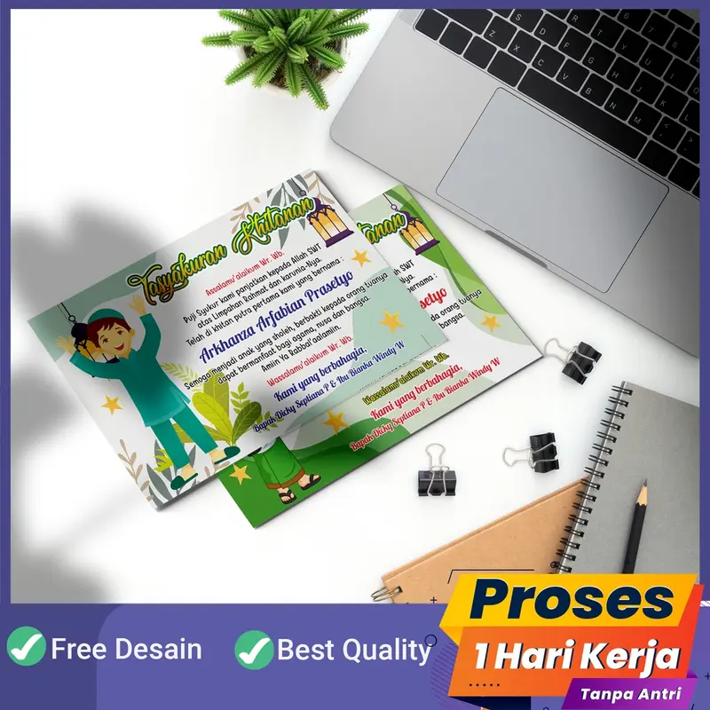 50 PCS Kartu Ucapan Tasyakuran Khitanan / Sunatan nasi box - Tasyakur Walimatul Khitan Murah Stiker Cards 0