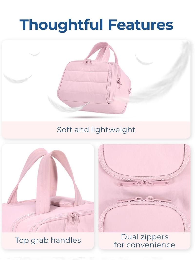 Product Introduction of Solid Color Makeup Bag, Lightweight Large Capacity Handbag, Portable Travel Bag for Women & Girls, Suitable for Travel and Daily Use 5
