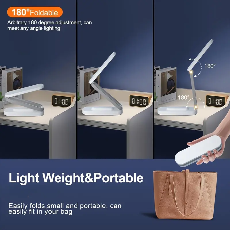 LED Desk Lamp, Rechargeable LED Desk Lamp with 3 Brightness Settings, Dimmable Indoor Reading Light, Cordless Button Control Light 5