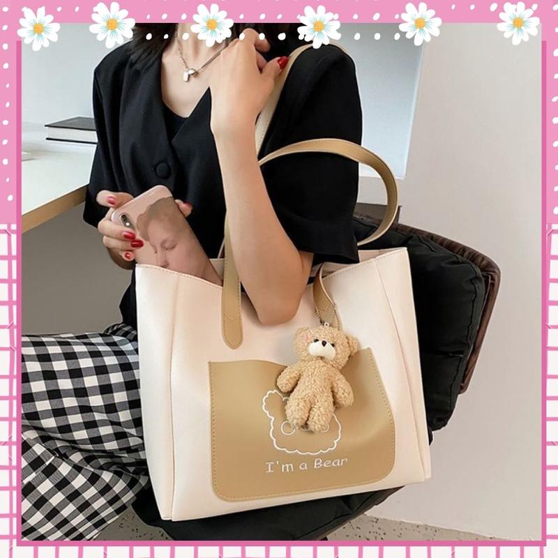 Túi tote da, túi xách nữ đeo chéo có kèm gấu xinh 528
