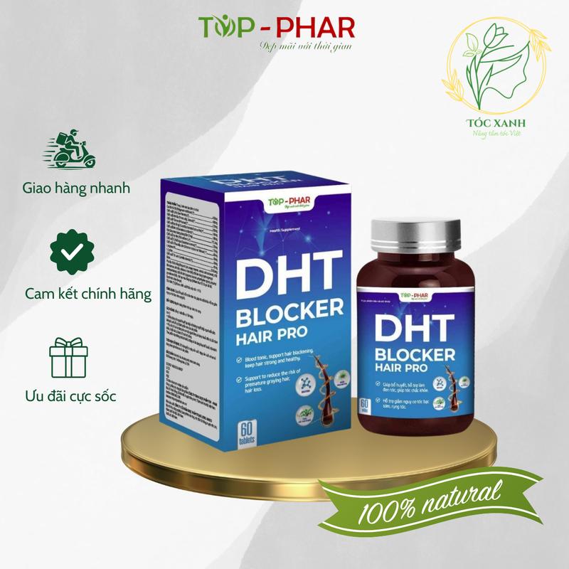 Viên uống DHT Blocker Hair Pro - Ngăn ngừa rụng tóc kích thích mọc tóc nhanh chống dht tóc chắc khỏe suôn mượt phục hồi cho tóc thuốc trị