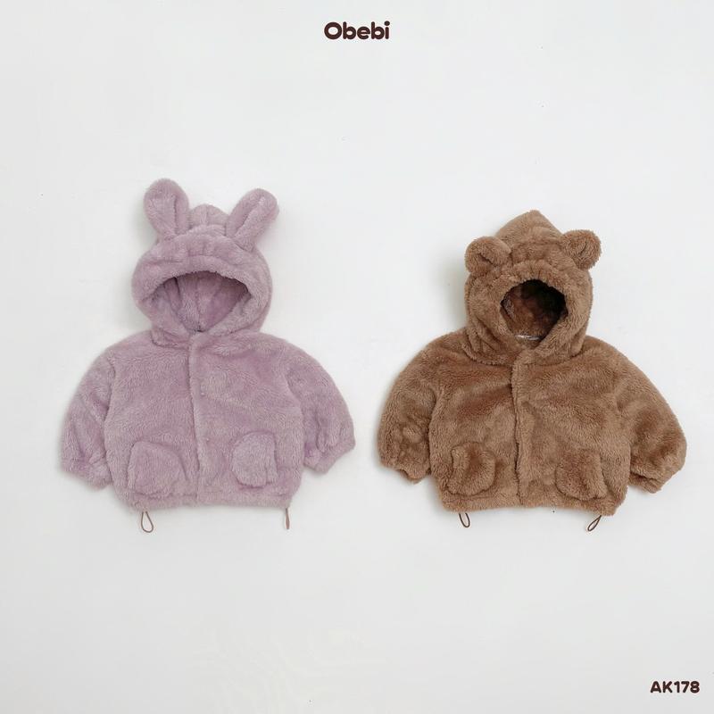AK178 Áo Khoác Lông Gấu Thỏ Mềm Mại Dễ Thương Cho Bé Obebi