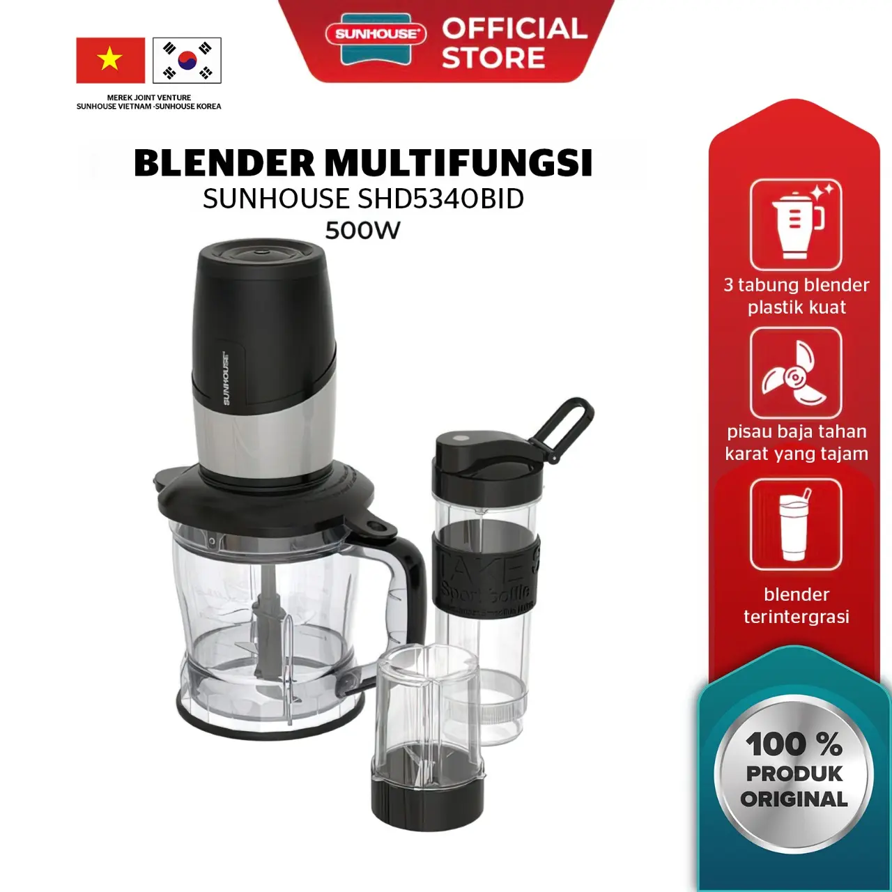 Sunhouse SHD5340BID Blender Listrik Multifungsi 500 W 1 Pcs Mesin