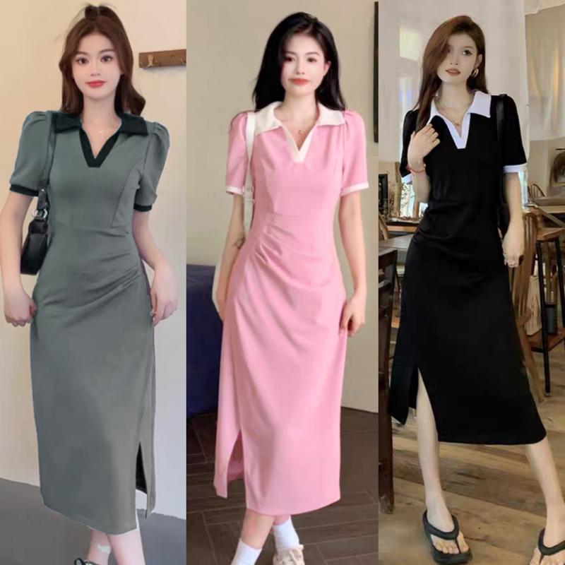 Đầm Thun Tăm Nữ Cổ Áo Polo Dáng Dài Siêu Co Giãn Xinh Đẹp Thiết Kế Thời Trang Bigsize Đẹp Sang Chảnh, Feesize 50-95kg Ennhocobigsize Women Dress Hồng Đầm Váy Bigsize Nữ Cổ Sơ Mi Xinh Nhẹ Nhàng Nhung