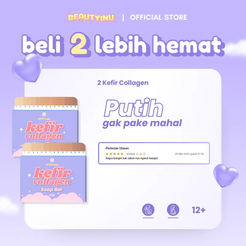 [KHUSUS LIVE] Paket Beautyinu Sabun Pemutih Badan Kefir Collagen isi 2 BPOM 0