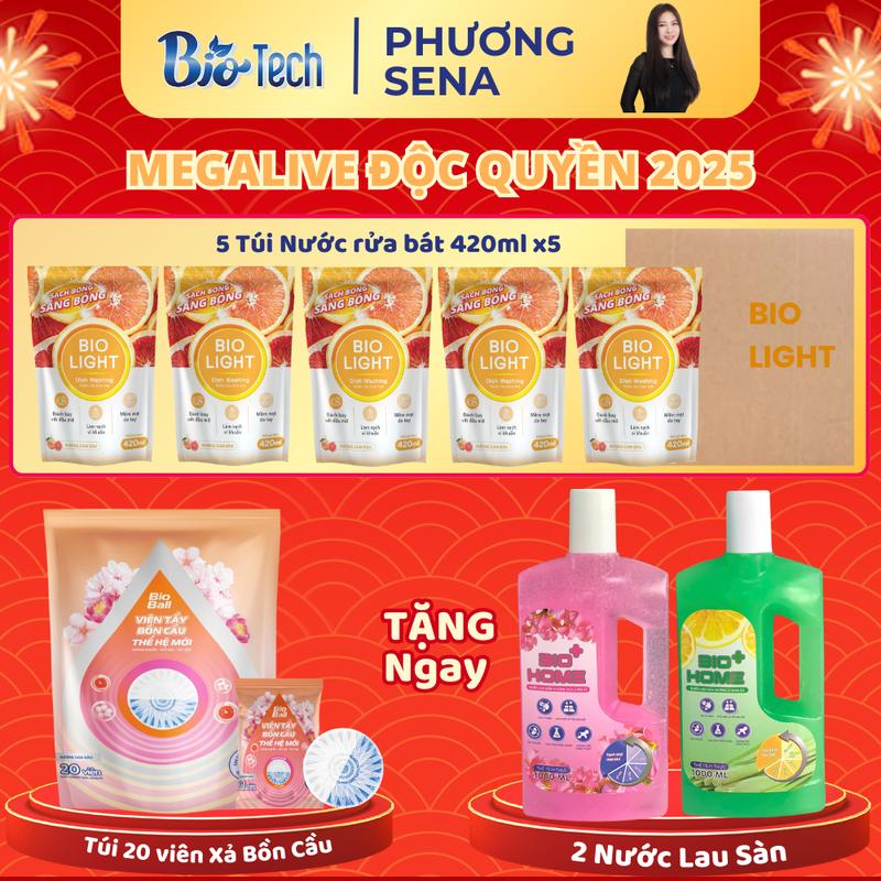 (5) B6 [DEAL SHOCK] "  Mua 1 túi viên thả bồn cầu  Tặng - 2 chai nước lau sàn XANH - HỒNG - 5 túi nước rửa bát 420ml"