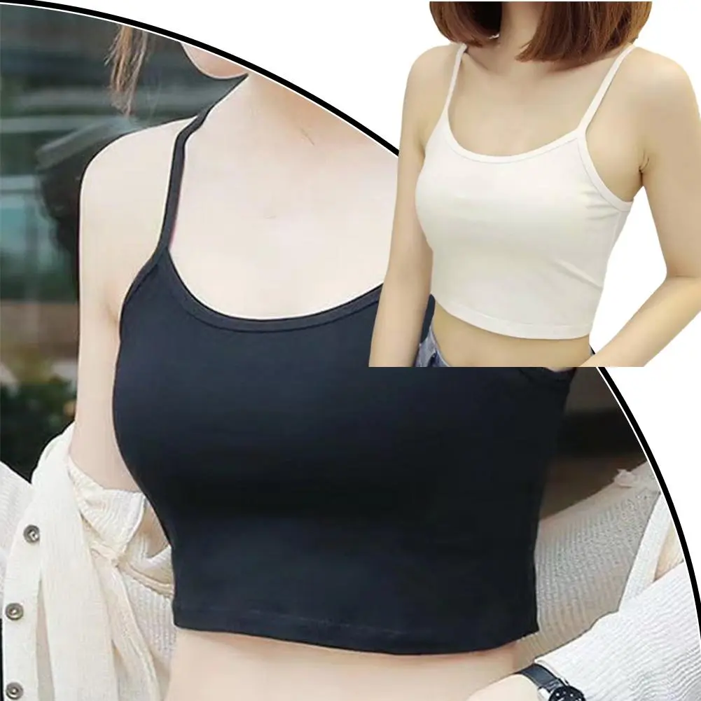 Women Camisole Exposed Navel Solid Color D0A6