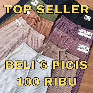 TOP SELLER BELI 100 RB DAPAT 6 PICIS CELANA KULOT LIDI PREMIUM 2022 //Celana Kulot Pliske Celana kulot Plisket LIDI tali Variasi  Panjang Wanita Bawahan Dewasa